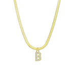 Load image into Gallery viewer, Dainty Diamond Letter Initial Herringbone Necklace
