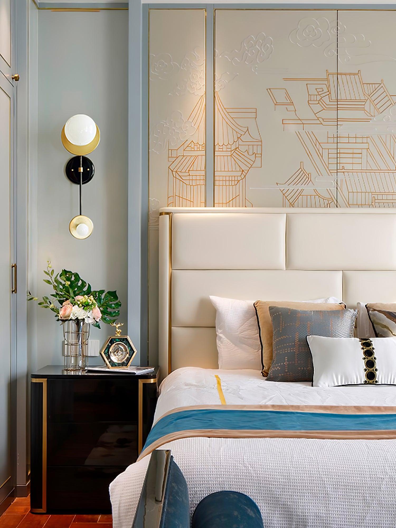 Marble Balance Scale Brass Finish Wall Sconce