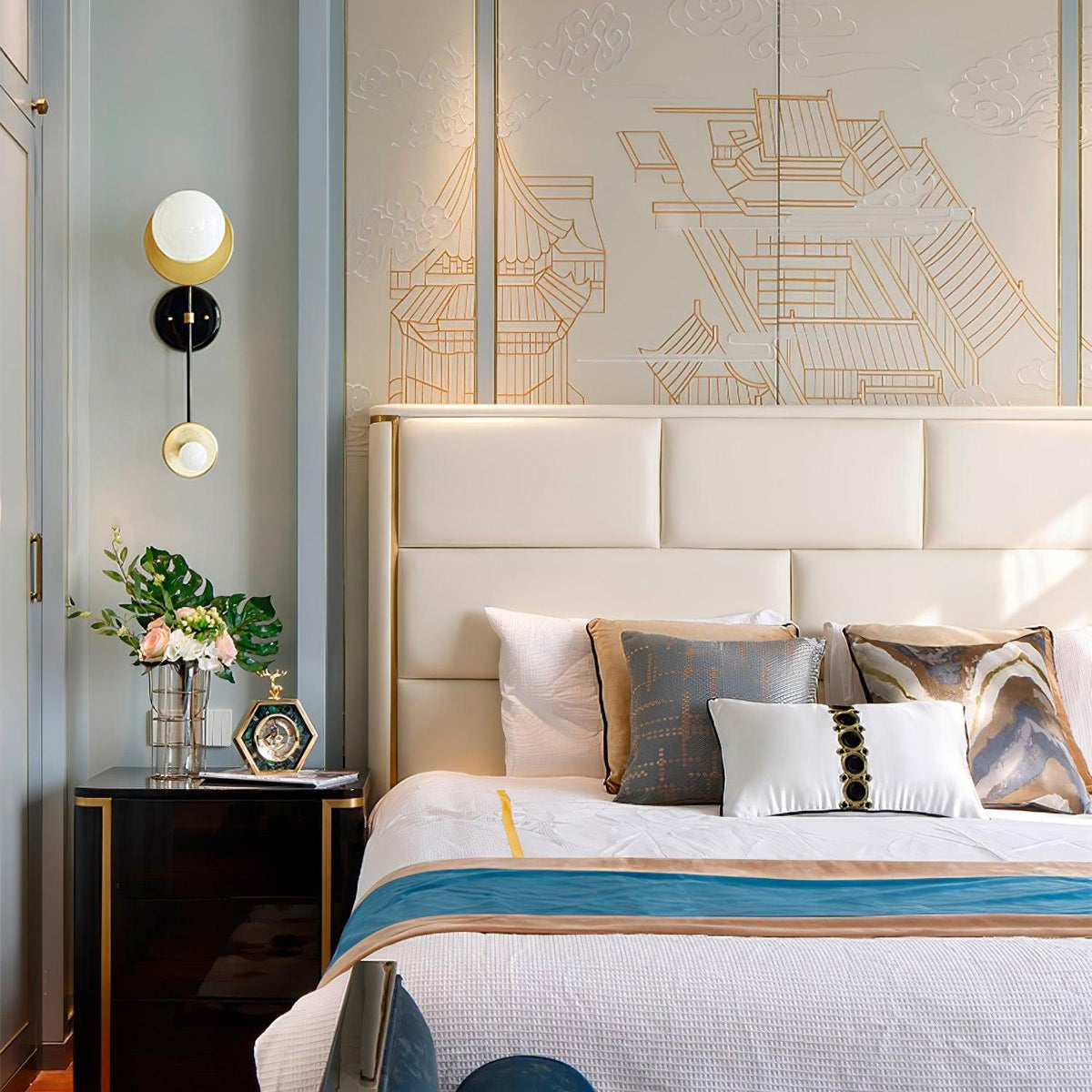 Marble Balance Scale Brass Finish Wall Sconce