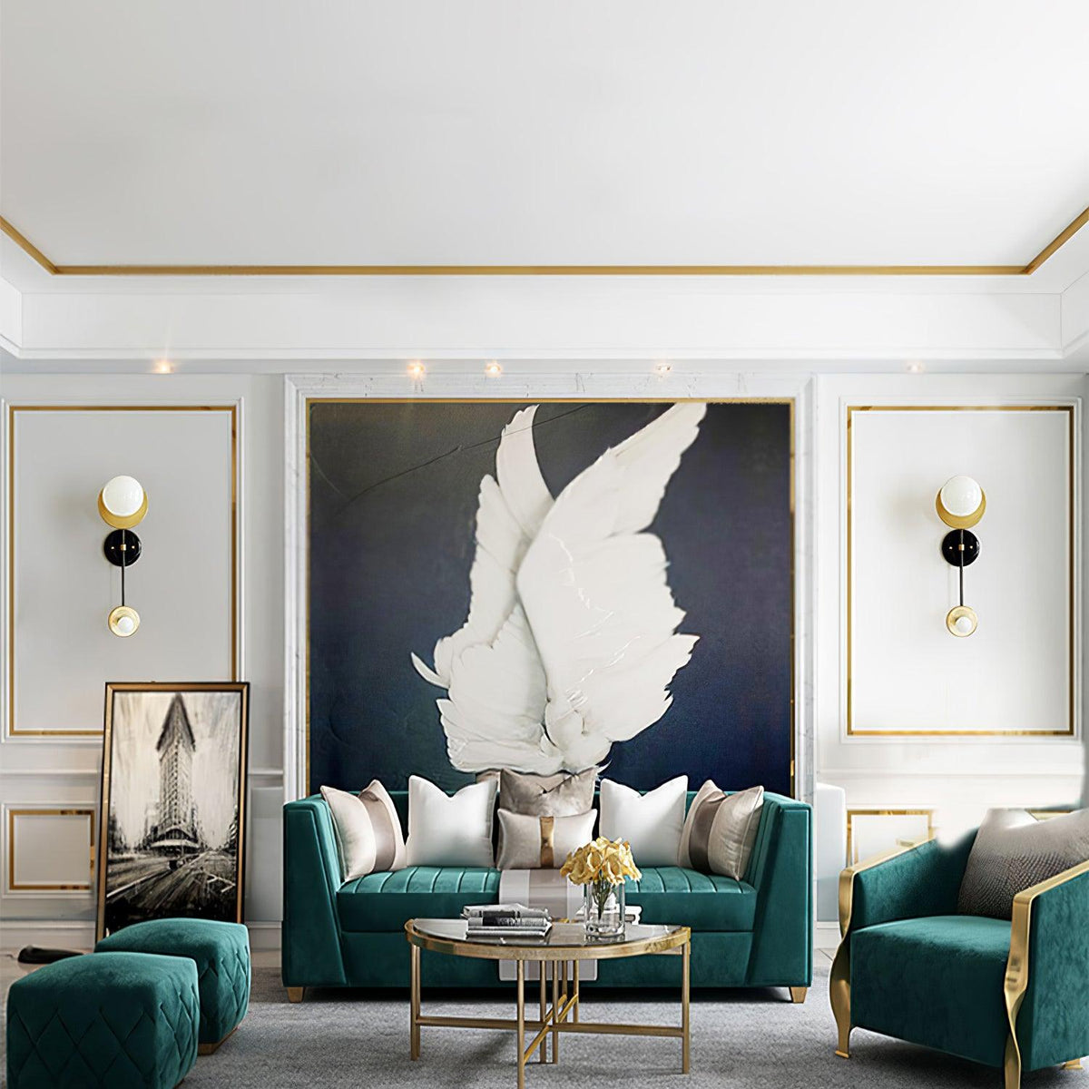 Marble Balance Scale Brass Finish Wall Sconce