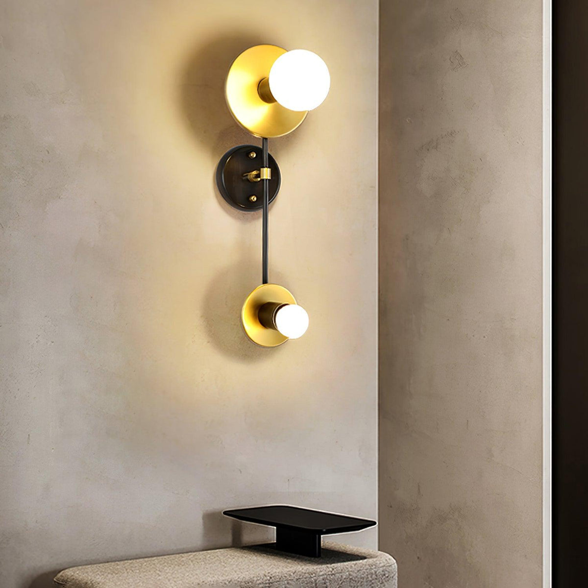 Marble Balance Scale Brass Finish Wall Sconce