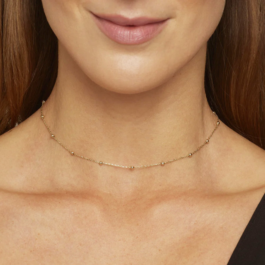 Ball Necklace with Inlay Round Bead Necklace