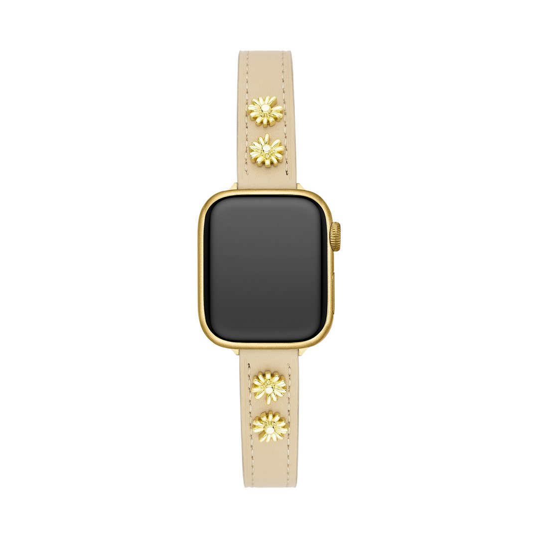 Sleek Leather Daisy Apple Watch Bands for Women
