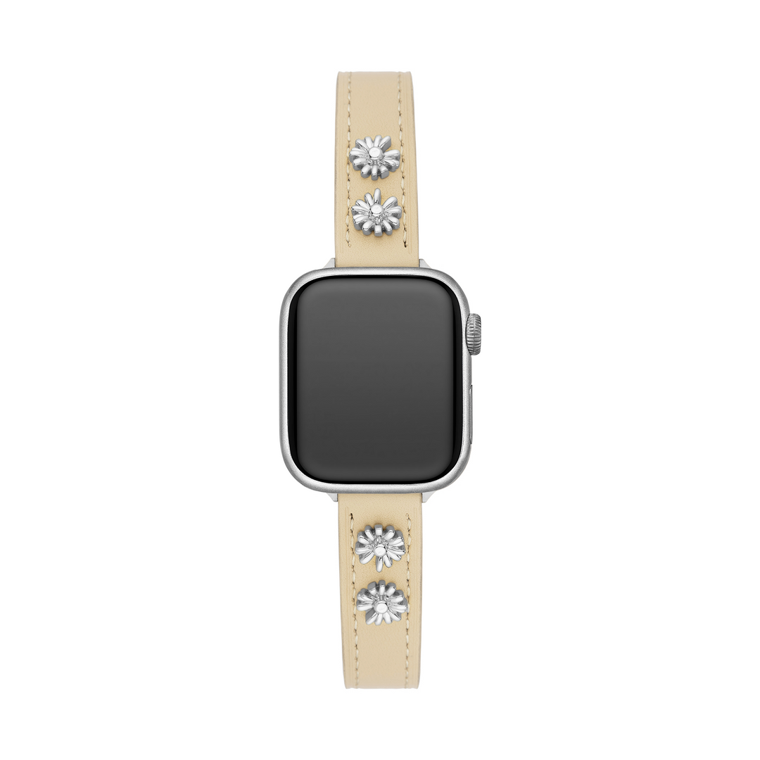 Sleek Leather Daisy Apple Watch Bands for Women