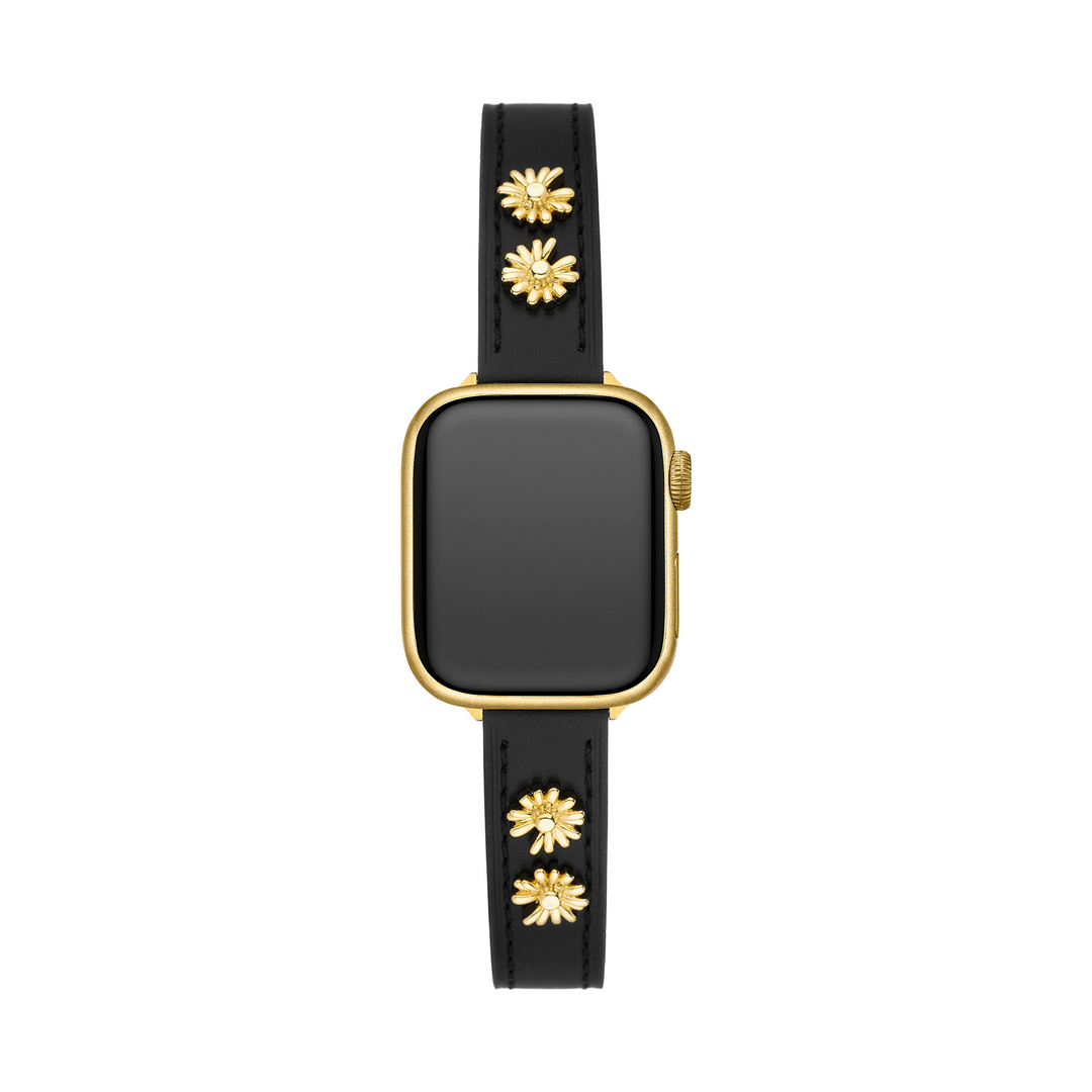 Sleek Leather Daisy Apple Watch Bands for Women