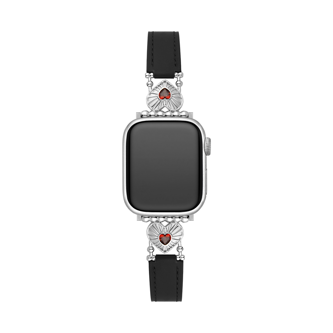Modern Leather Heart Apple Watch Bands for Women