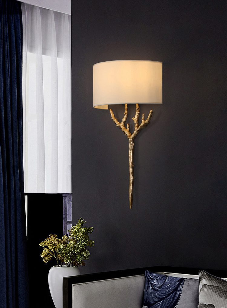 Brass Branch Tree Sculpture Contemporary Wall Lamp