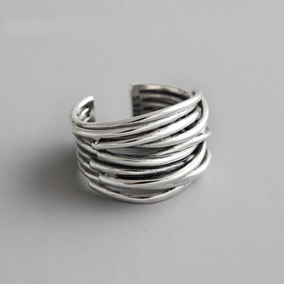 Vintage-Style Layered Statement Ring in Sterling Silver