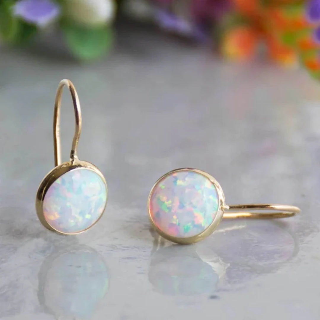 Delicate White Opal Vintage Earrings