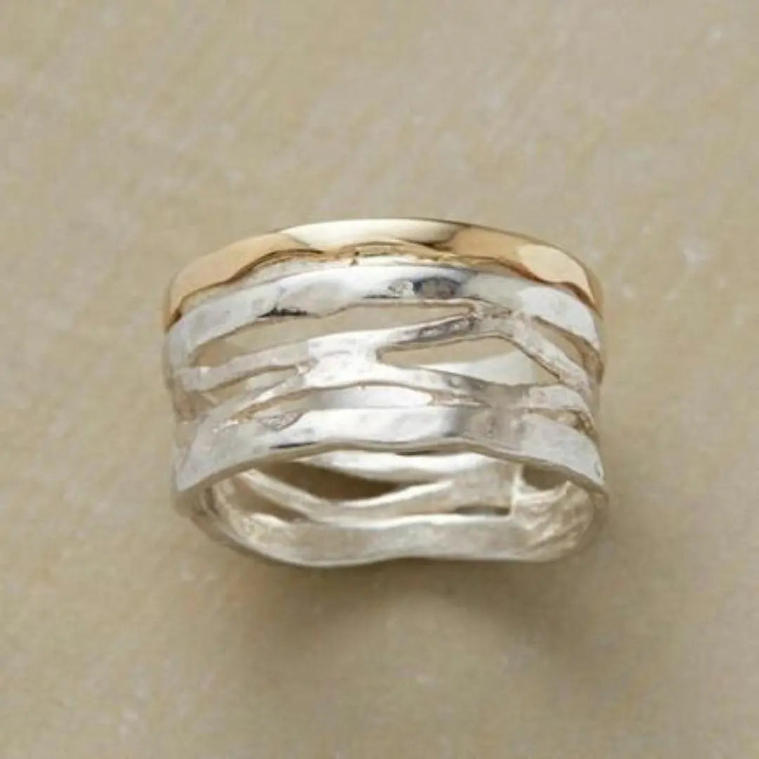Romantic Vintage Statement Ring in Gold and Silver