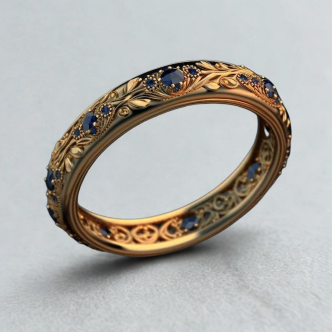 Bold Blue Zirconia Leaf Ring