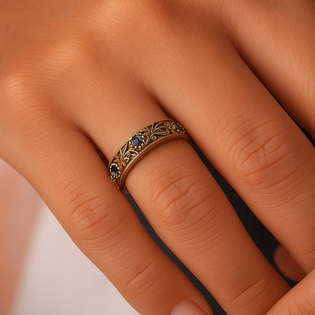 Bold Blue Zirconia Leaf Ring