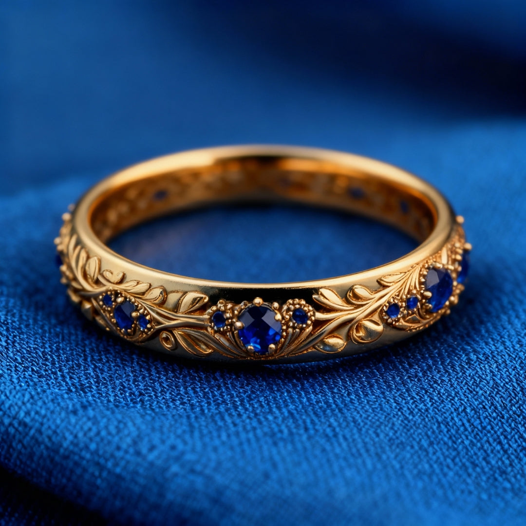 Bold Blue Zirconia Leaf Ring