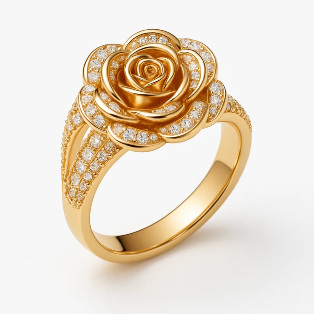 Vintage style zirconia statement ring in rose gold