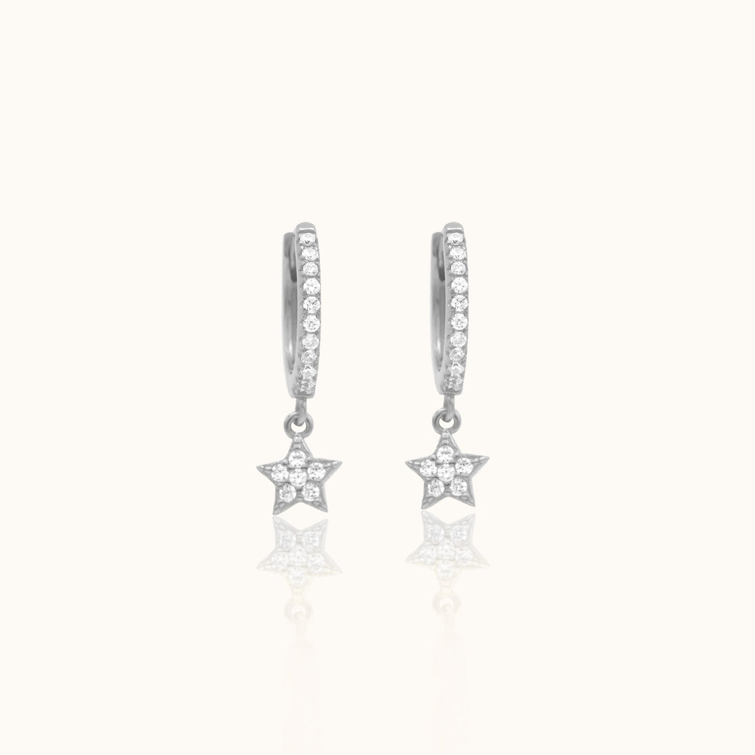 Vanna CZ Star Hoop Earrings