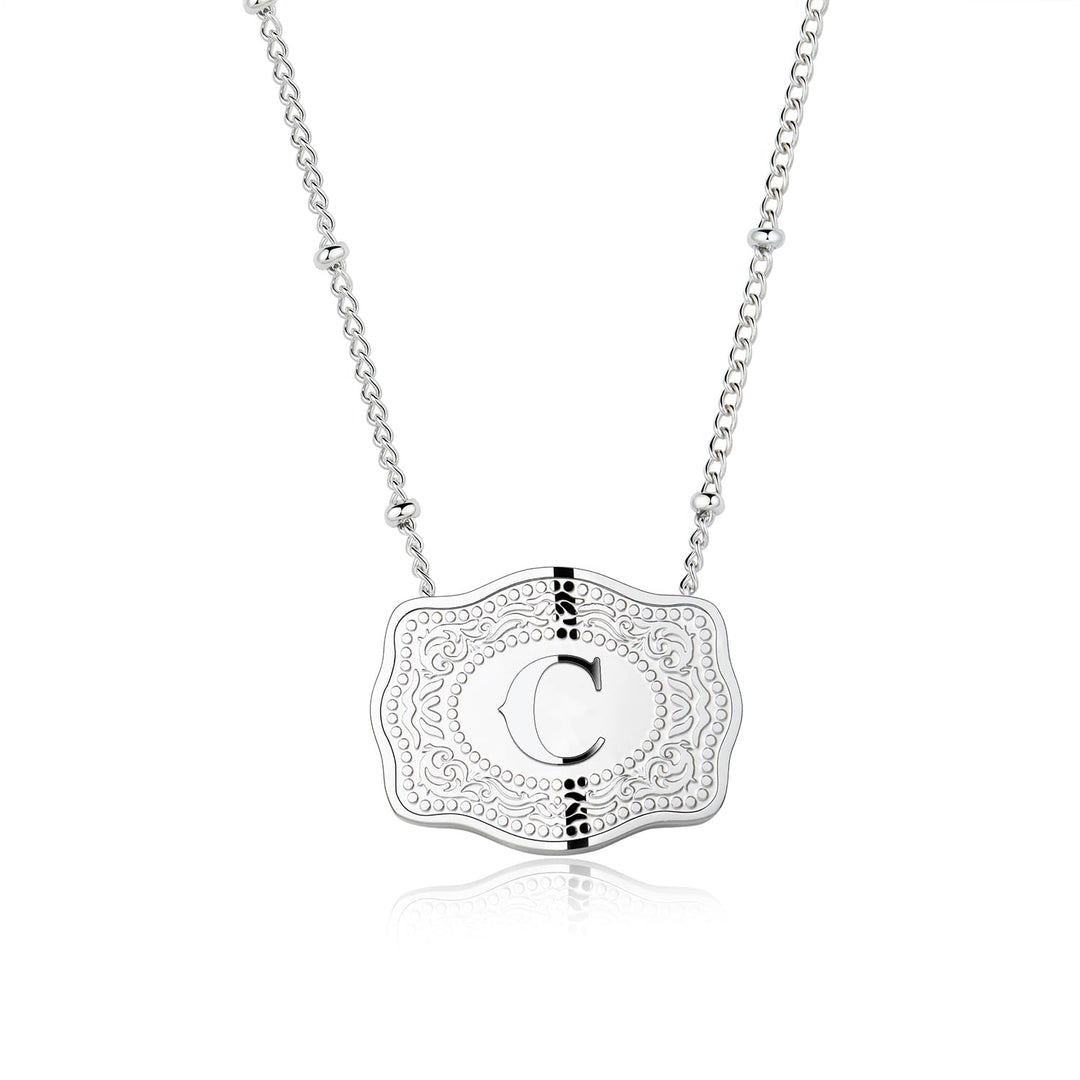 Dainty Belt Buckle Letter Initial Necklaces