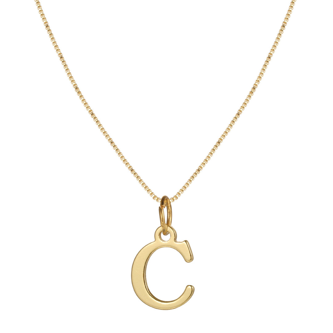 14k Sleek Serif Initial Necklace