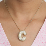 Load image into Gallery viewer, Chunky Bubble Diamond Dazzle Initial Necklaces
