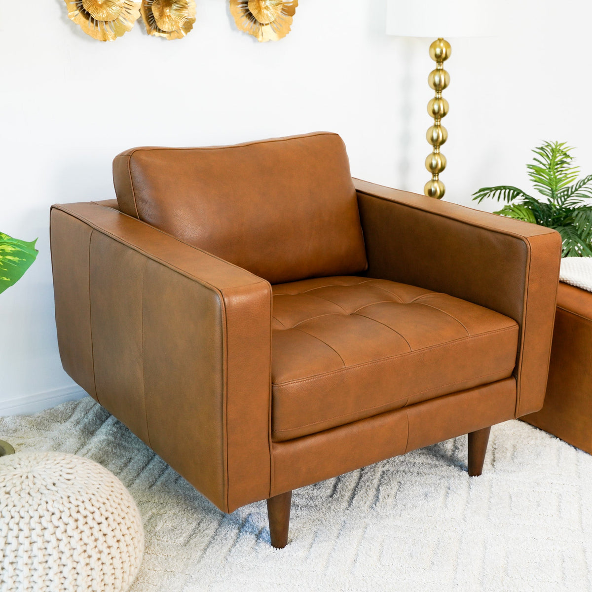 Elegant Tan Leather Lounge Chair for Stylish Living Spaces