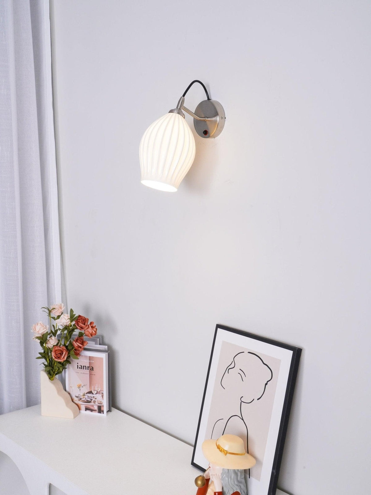 Ceramic Ribbed Nordic Inspired Wall Light