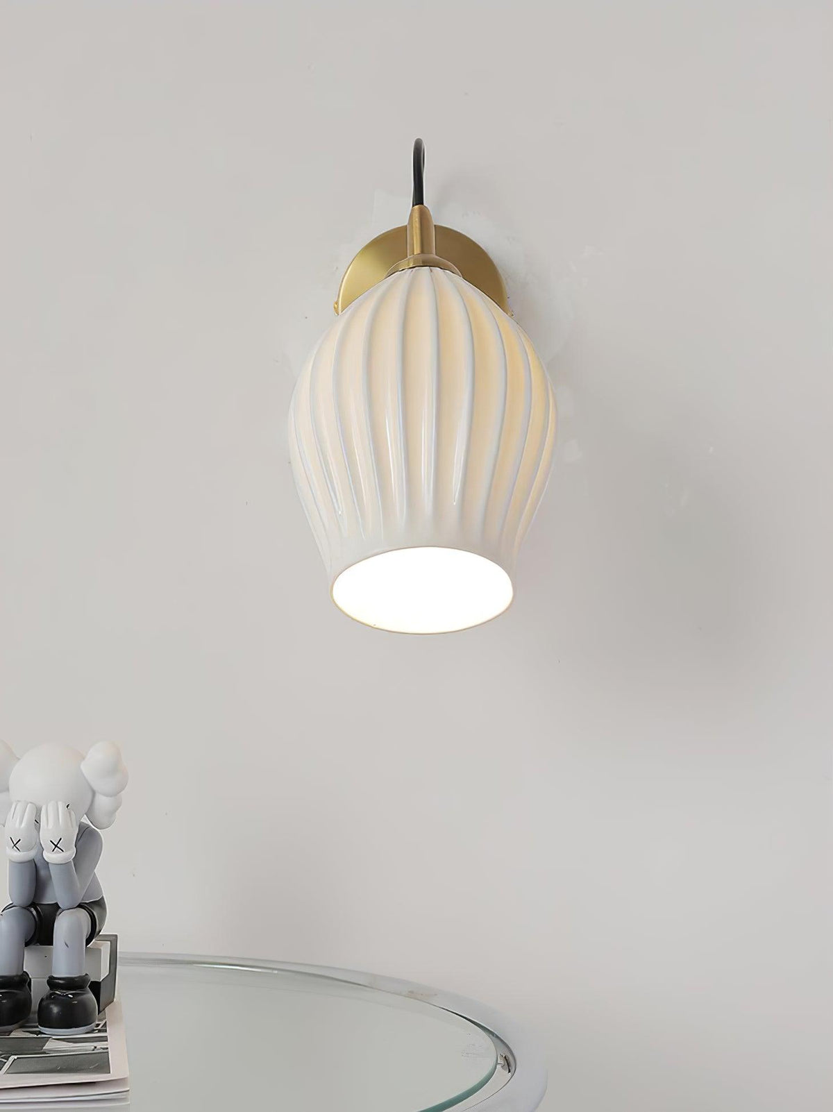 Ceramic Ribbed Nordic Inspired Wall Light