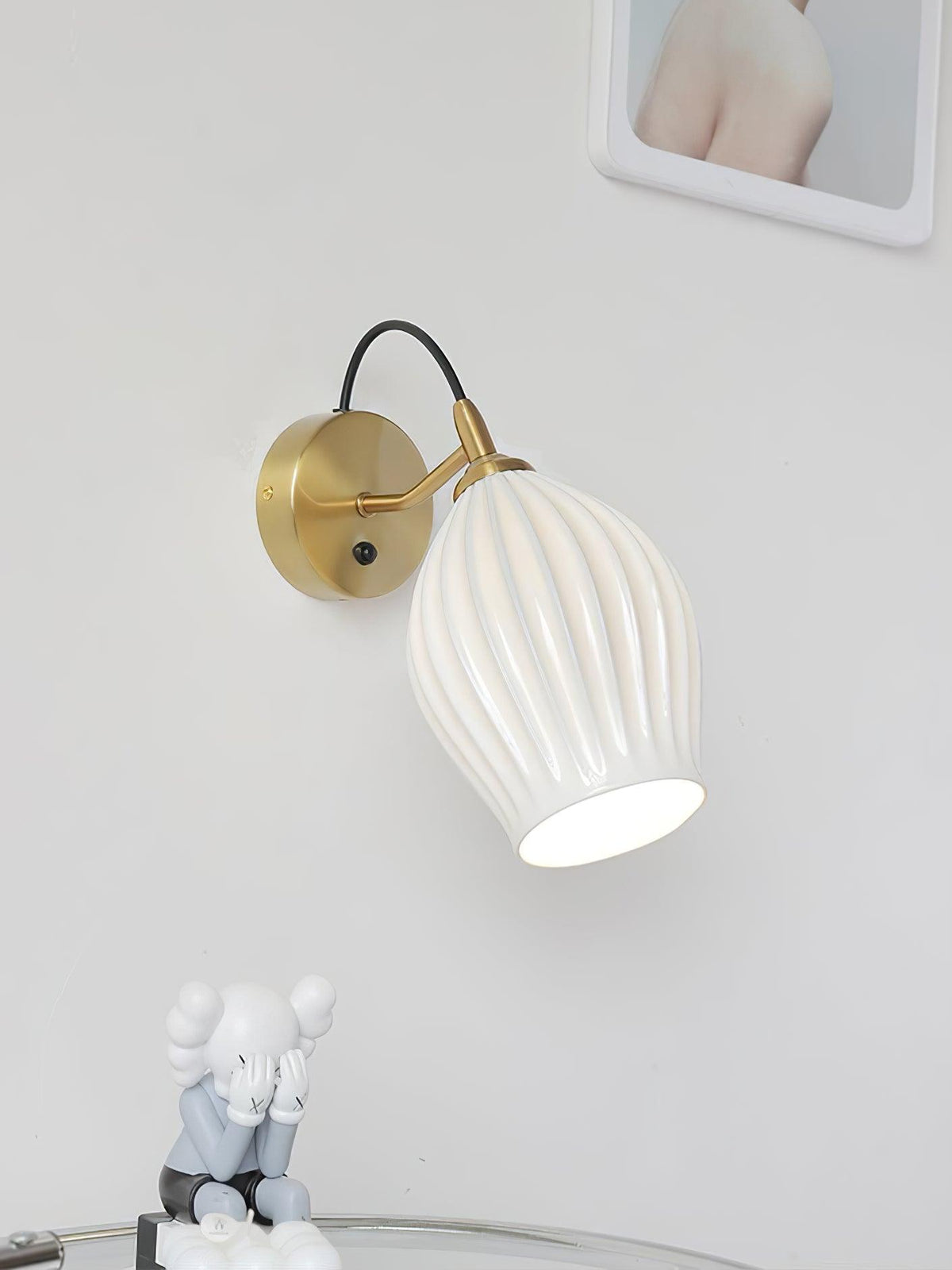 Ceramic Ribbed Nordic Inspired Wall Light