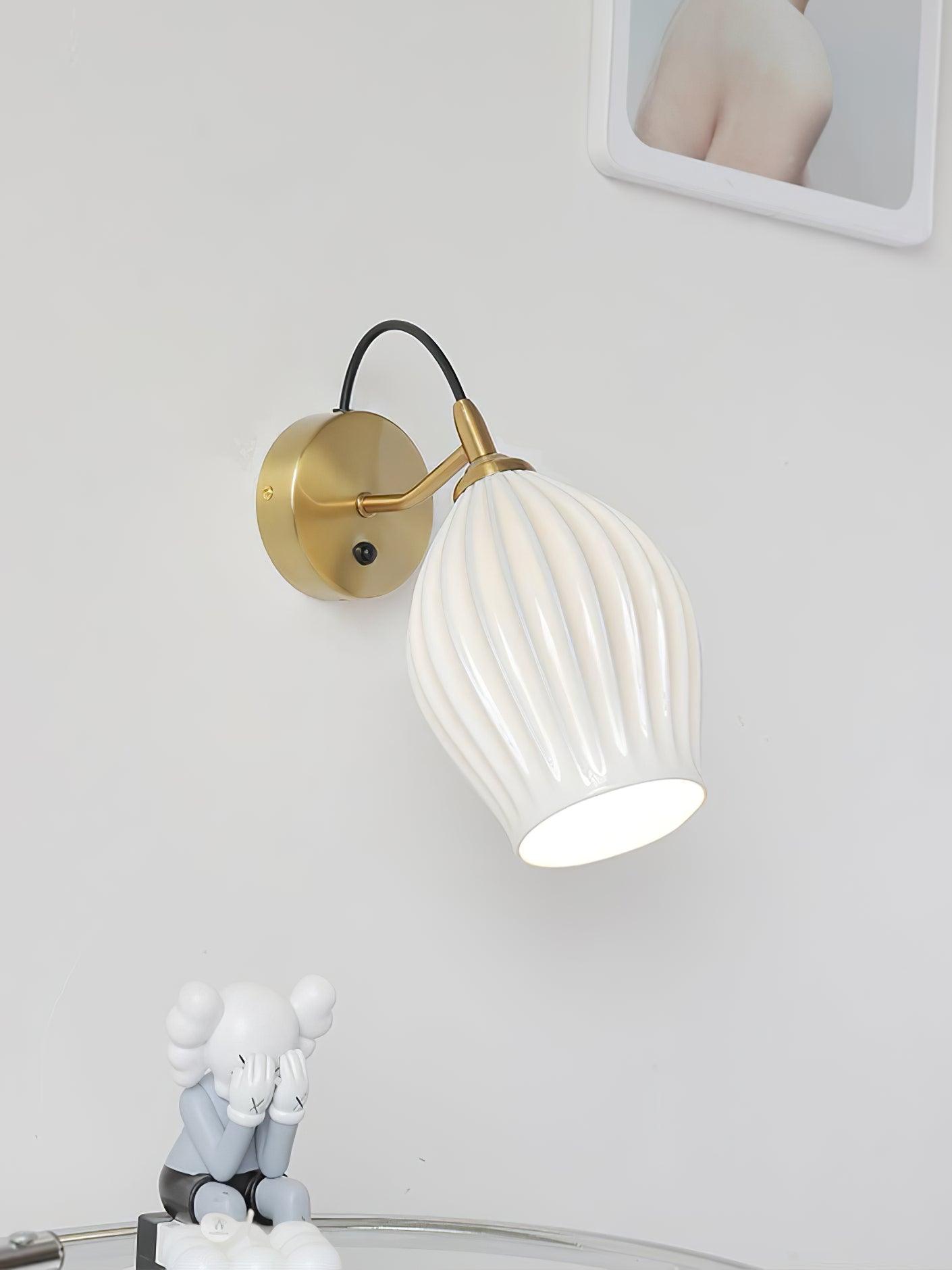 Ceramic Ribbed Nordic Inspired Wall Light