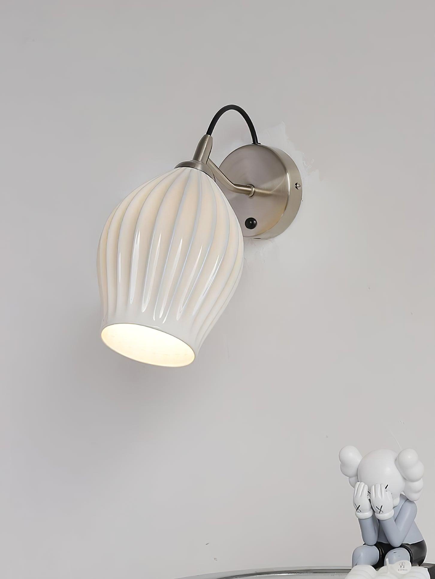 Ceramic Ribbed Nordic Inspired Wall Light
