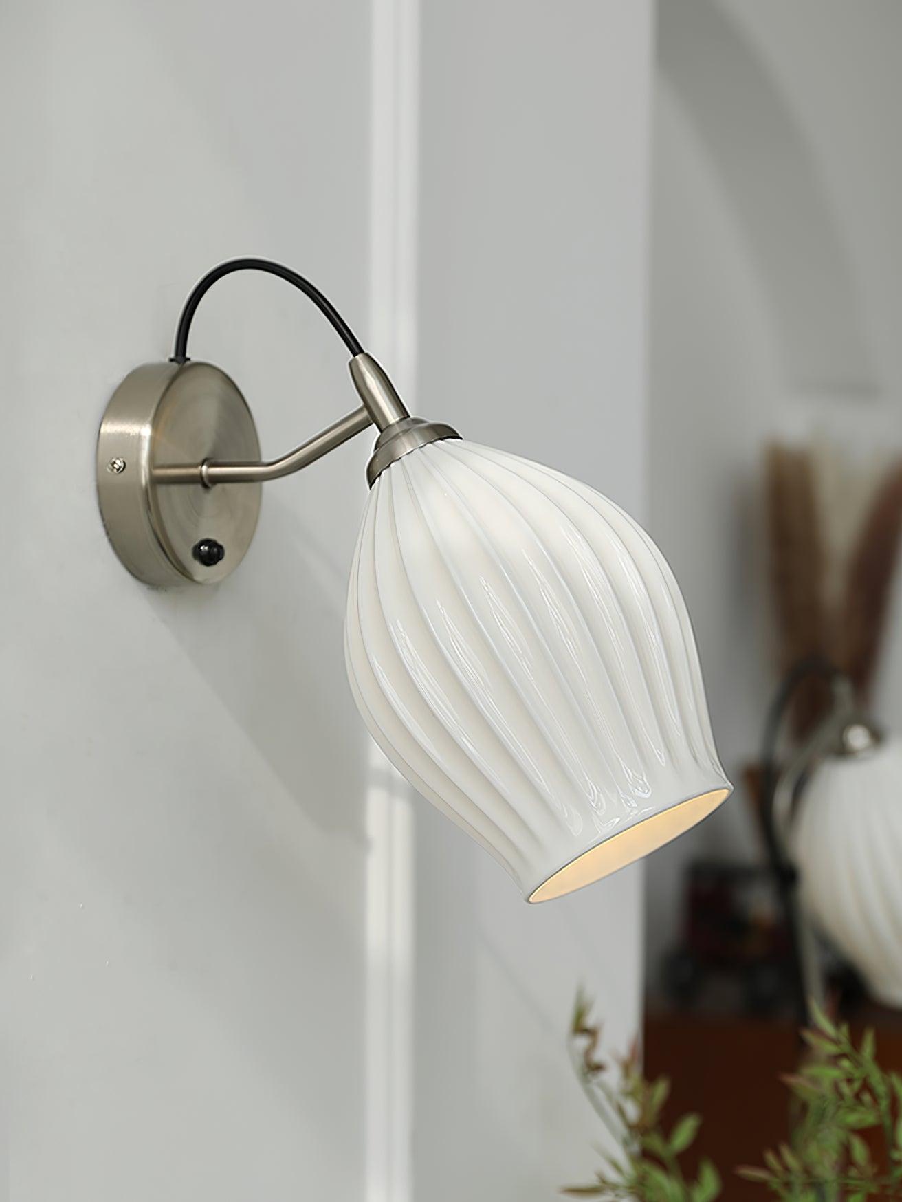 Ceramic Ribbed Nordic Inspired Wall Light