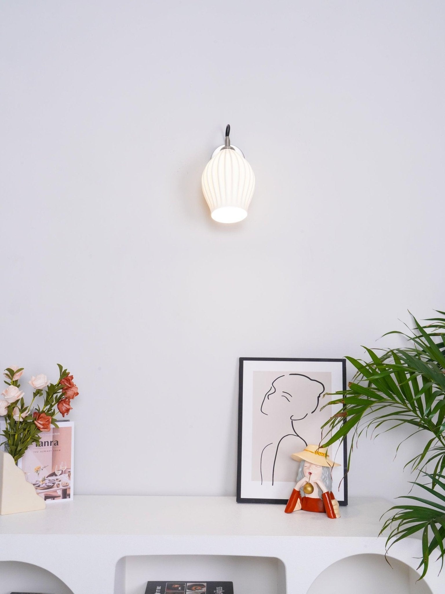 Ceramic Ribbed Nordic Inspired Wall Light