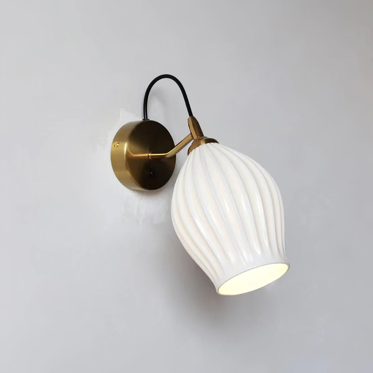 Ceramic Ribbed Nordic Inspired Wall Light