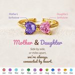 Load image into Gallery viewer, Double Birthstones Ring With Bow &amp; Twisted Rope Band In Gold
