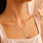 Load image into Gallery viewer, Dainty Floral Accented Heart Letter Initial Necklace
