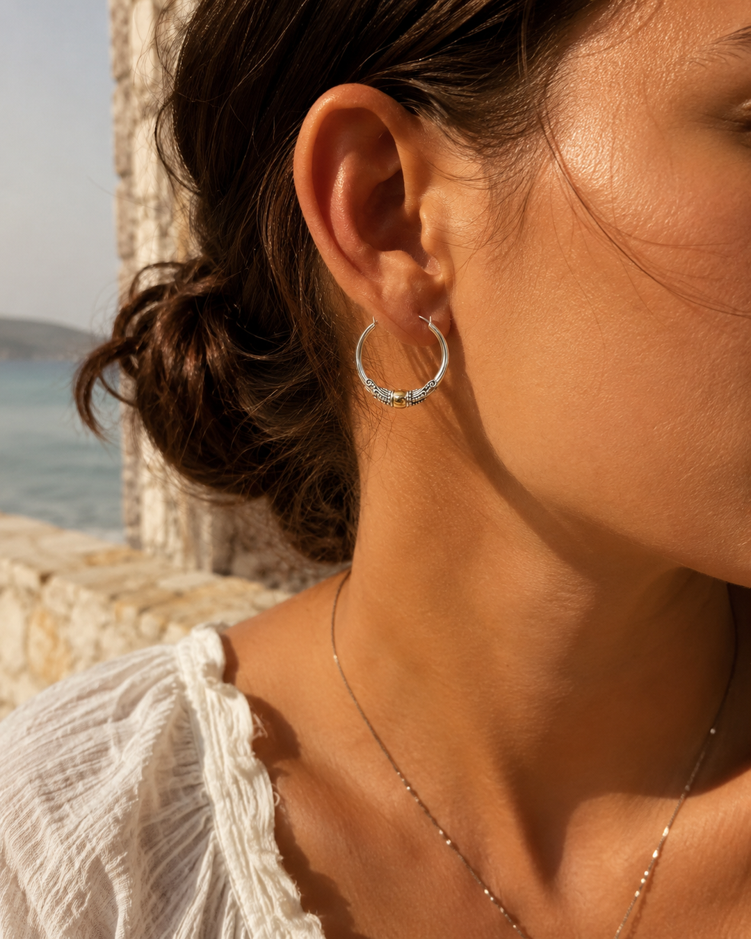 Chic Vintage Hoop Earrings in Silver