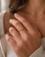 Load image into Gallery viewer, Dainty Adjustable Bubble Letter Initial Ring
