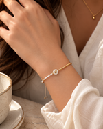 Load image into Gallery viewer, Boho White &amp; Gold Beaded Letter Initial Beaded Bracelets
