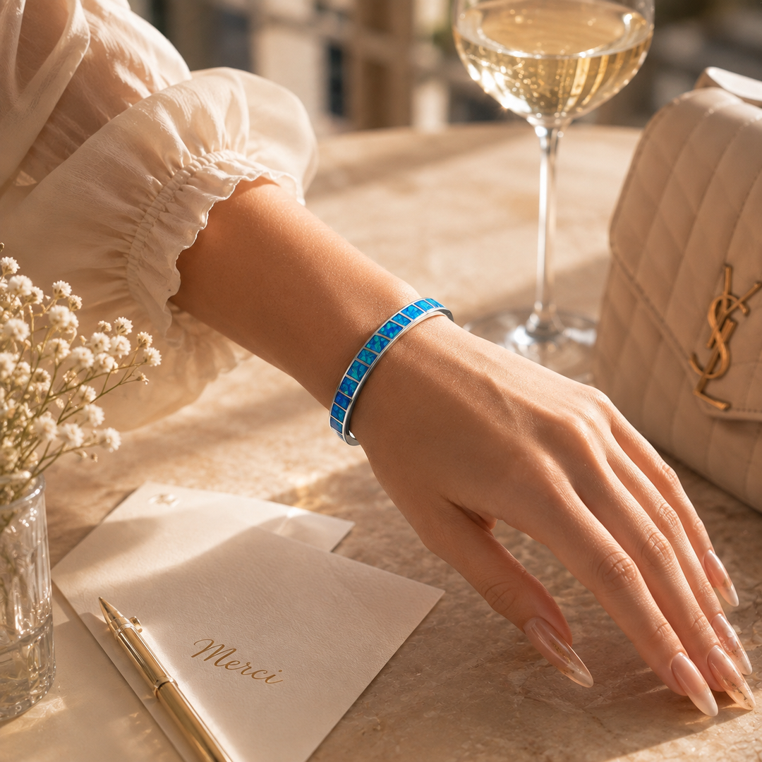 Charming Blue Opal Bracelet in Silver