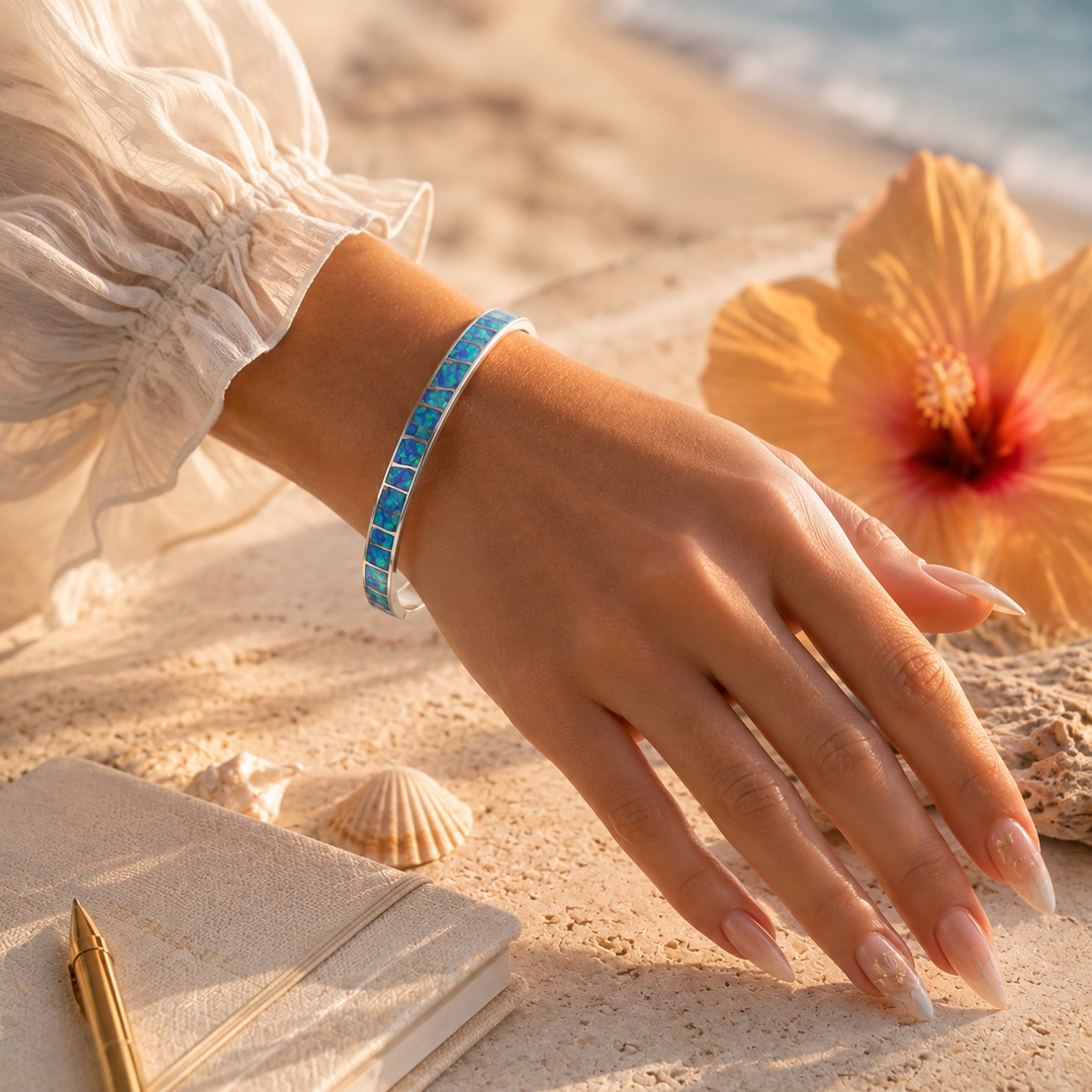 Charming Blue Opal Bracelet in Silver