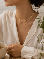 Load image into Gallery viewer, 14k Herringbone &amp; Satellite Chain Necklace Stack
