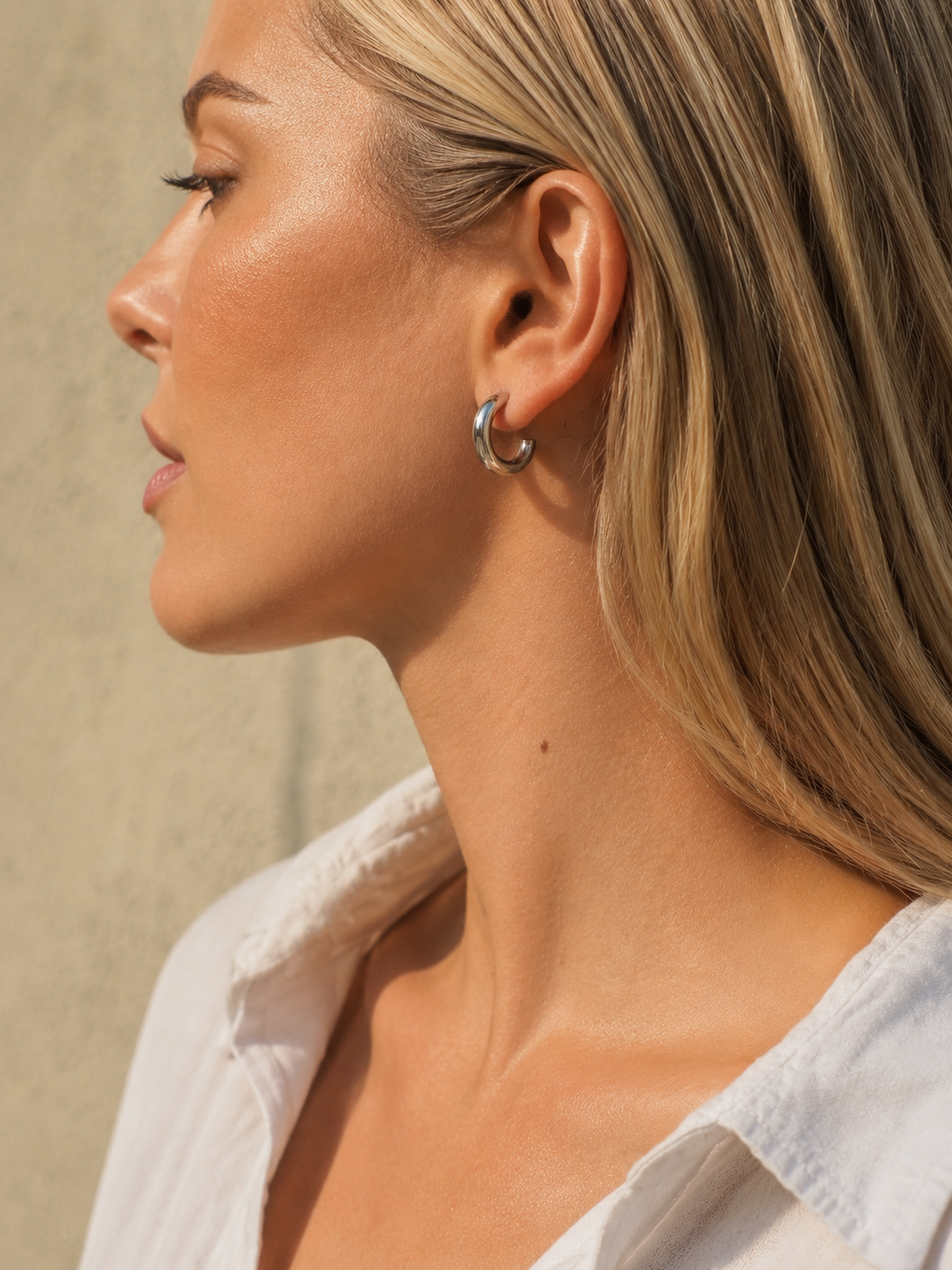 Lightweight Chunky Silver Hoop Earrings