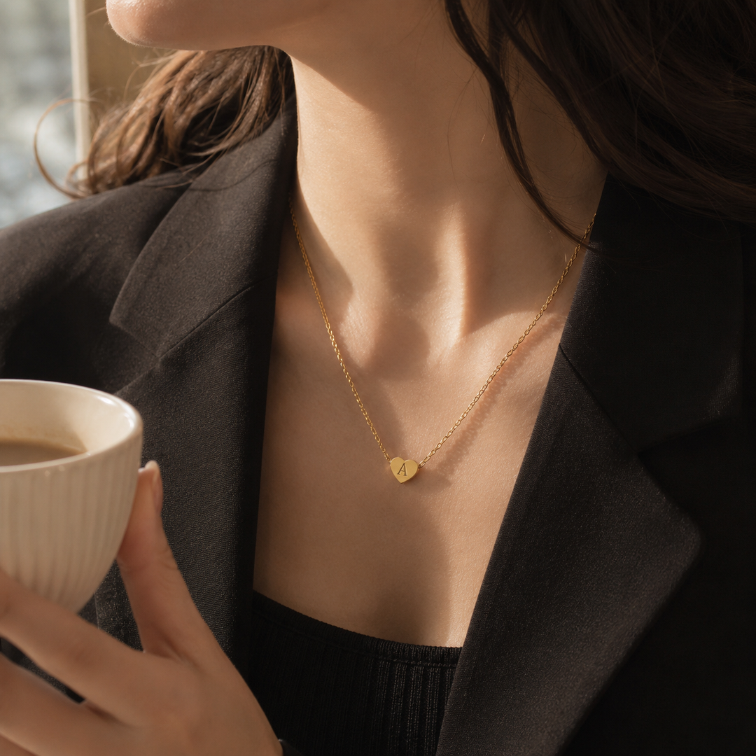 Heart Initial Gold Necklace