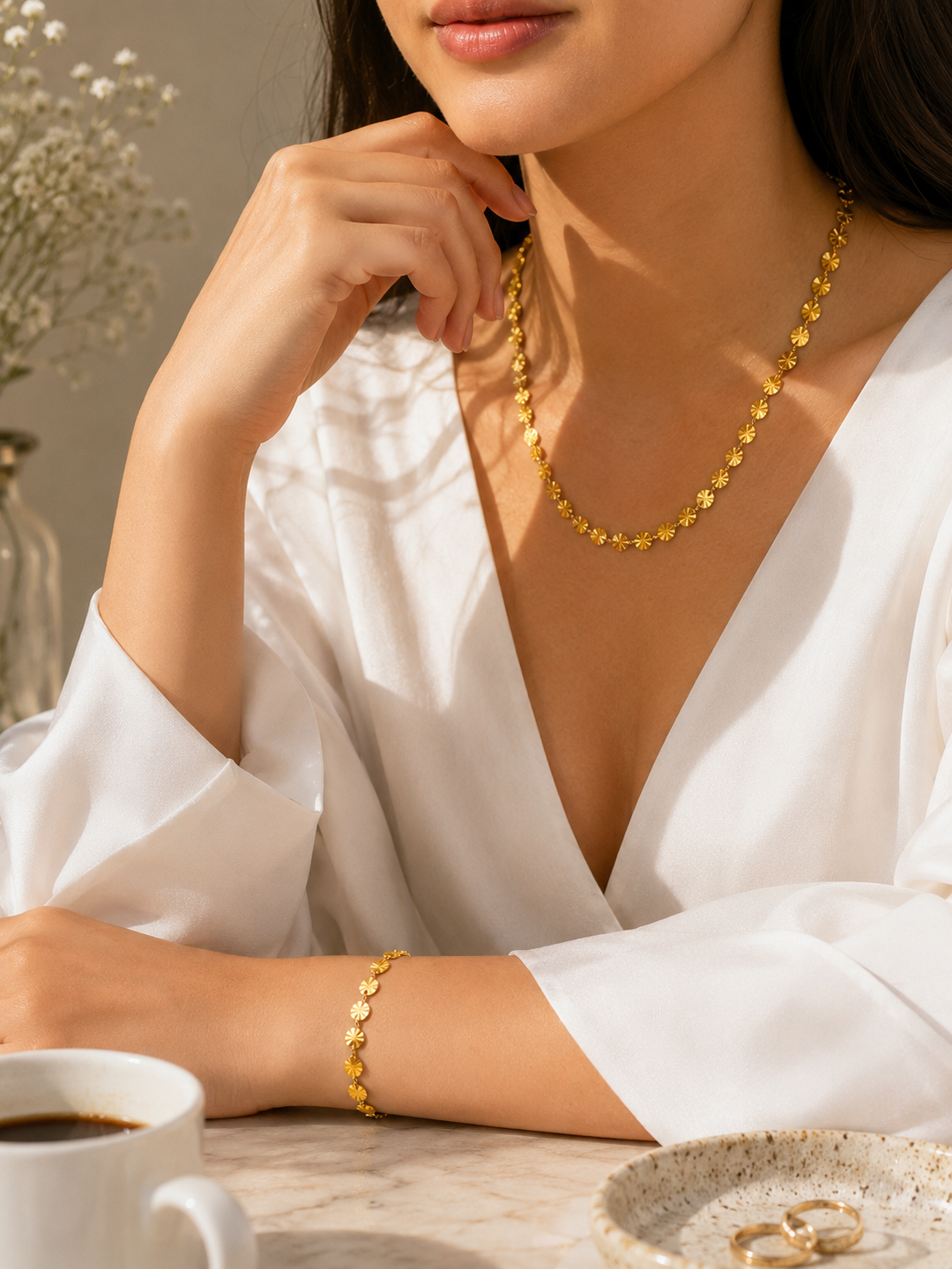 Circle Spiral Bracelet and Necklace Set
