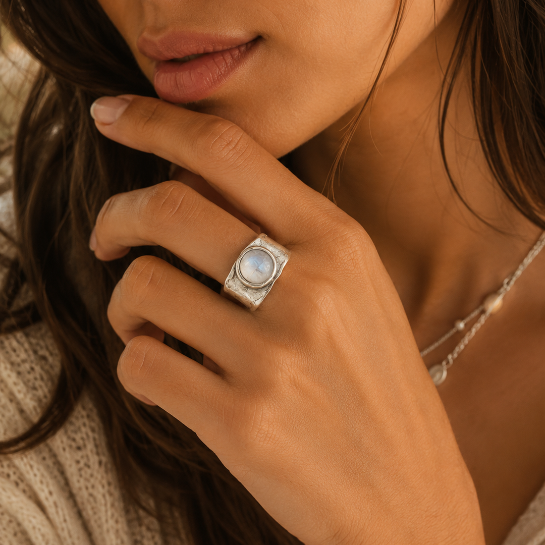 Vintage-Style Moonstone Boho Ring