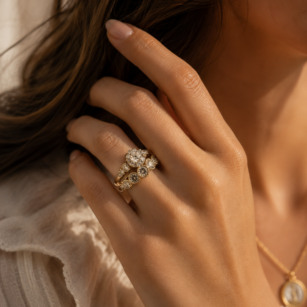 Sparkling Vintage Statement Ring in Gold