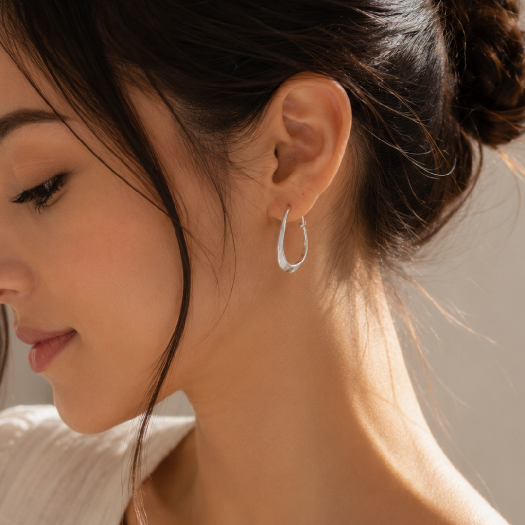 Delicate Vintage Hoop Earrings in Silver