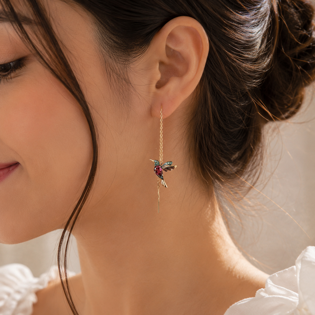 Elegant Zirconia Hummingbird Earrings