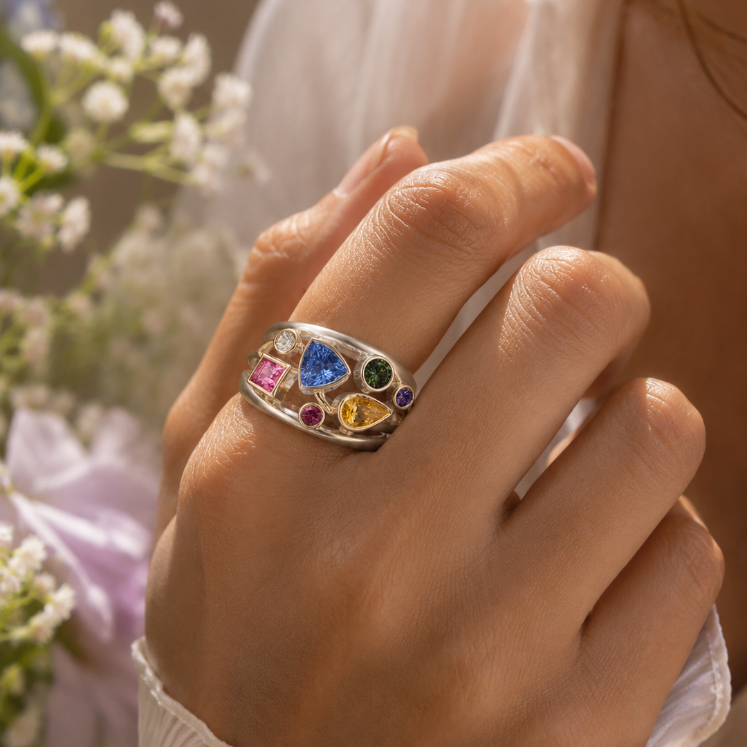 Luxurious Colourful Zirconia Vintage Ring