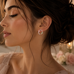 Load image into Gallery viewer, Sparkling Crystal Floral Earrings in Rose Gold

