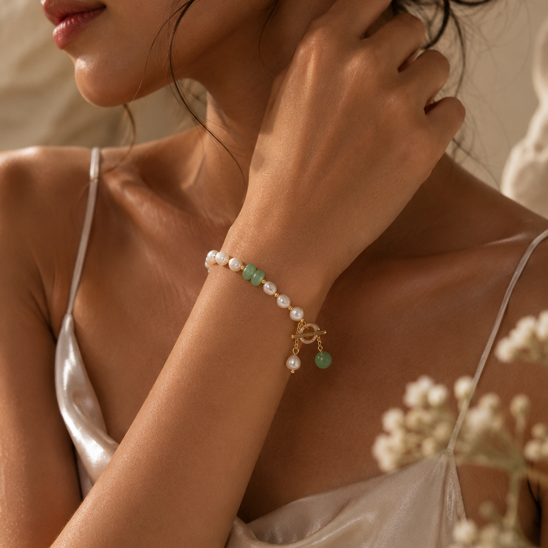 Dainty Pearl Charm Bracelet