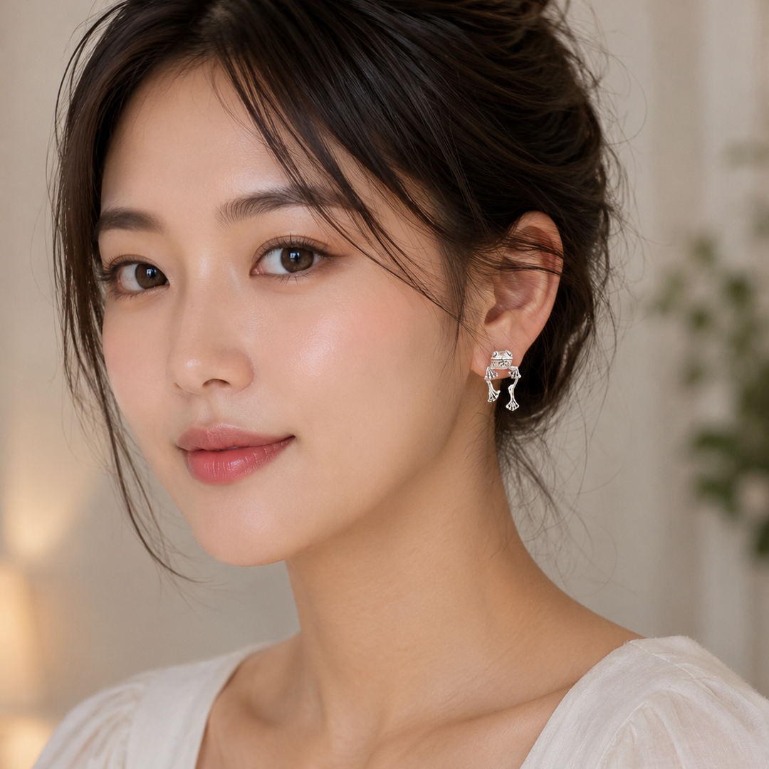 Cute Swimming Frog Stud Earrings